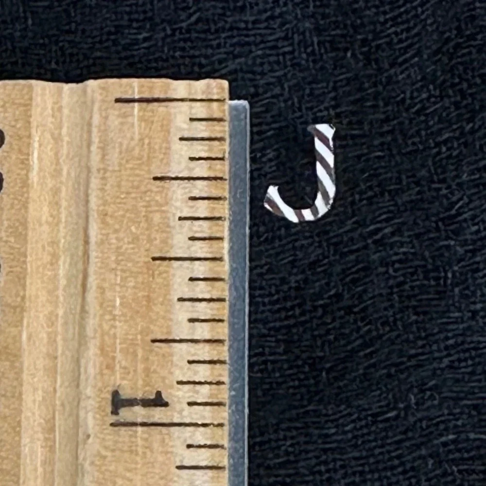 Sterling Silver Tie Tack Initial J  Mens Striped Etched